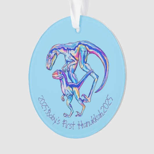 Premier Hanoukka de bébé 2025 Boy Dino Velocirapto (devant)