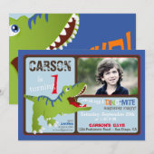 Premier invitation d'anniversaire de dinosaure (Devant / Derrière)