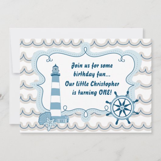 Premier Invitation d'anniversaire du phare nautiqu (Devant)