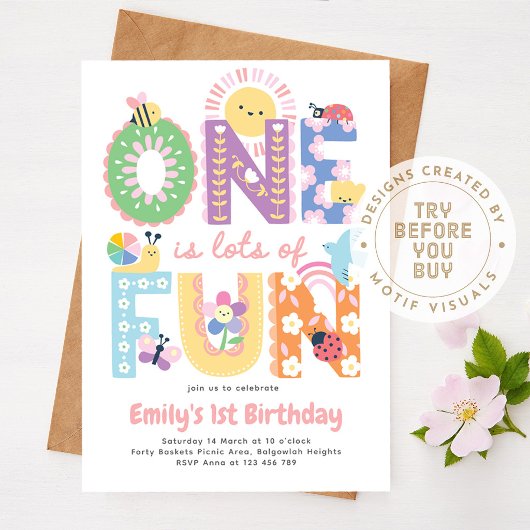 Premier Invitation d'anniversaire Fille, Un an c'e