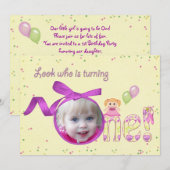 Premier Invitation de fête d'anniversaire (Devant / Derrière)