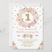 Premier Invitation de fête d'anniversaire de la fl (Devant)