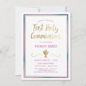 Premier Invitation de la Communion, Élégant, Rose, (Devant)