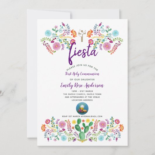 Premier Invitation de la Communion FIESTA garçon o (Devant)