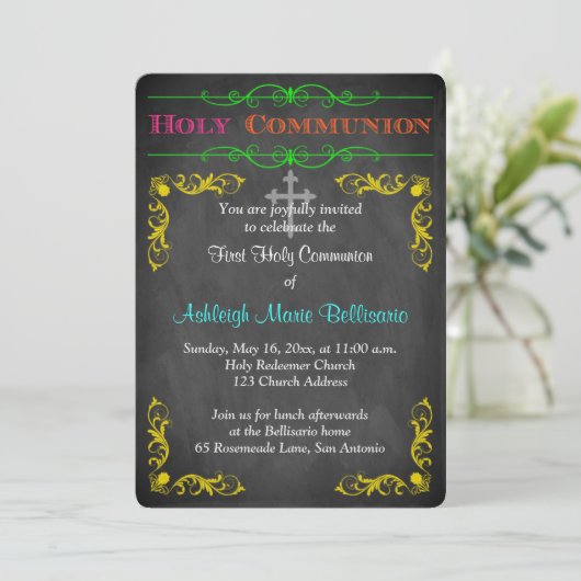 Premier invitation de sainte communion de tableau (Debout devant)