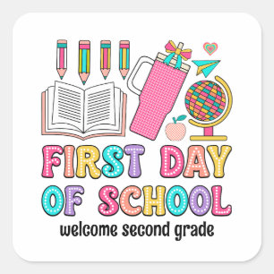 Premier jour d'école autocollants rétro colorés