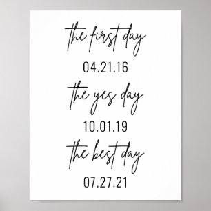 Premier jour Oui Jour Meilleur jour Poster Mariage