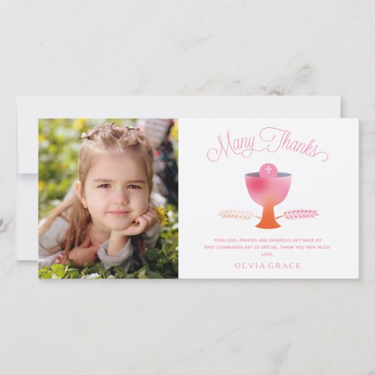 Premier Merci de communion Carte photo - Fille (Devant)