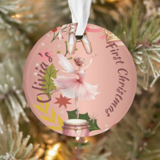 Premier Noël Bébé ballet rose ornement acrylique d