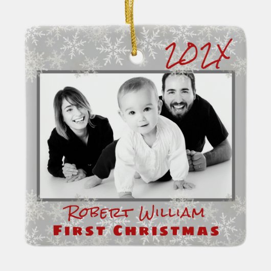 Premier Noël Bébé Garçon Ornement double face (Devant)