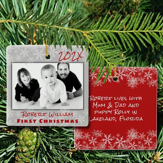 Premier Noël Bébé Garçon Ornement double face