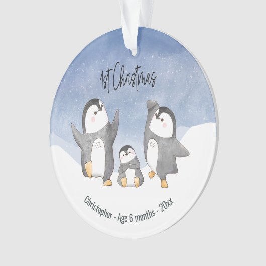 Premier Noël bébé Penguin Monogrammé (devant)