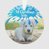 Premier Noël Chiot Bleu Splash Photo de Noël (devant)