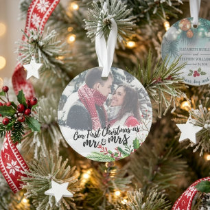 Premier Noël comme M. et Mme Ornement photo