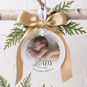 Premier Noël de bébé Élégant Photo Personnalisée
