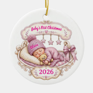 Premier Noël de Bébé Fille Ornement Nom Personnali
