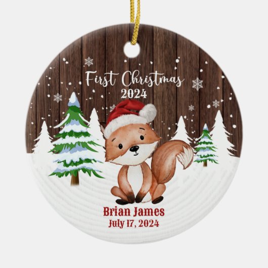 Premier Noël de bébé Ornement Renard (Devant)