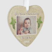 Premier Noël de bébé Photo rustique (devant)