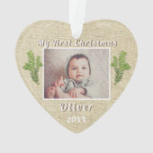 Premier Noël de bébé Photo rustique (dos)