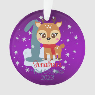 Premier Noël de bébé renne mignon couleur moderne