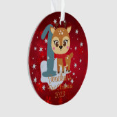 Premier Noël de bébé renne mignon couleur moderne (devant)
