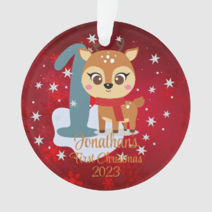 Premier Noël de bébé renne mignon couleur moderne