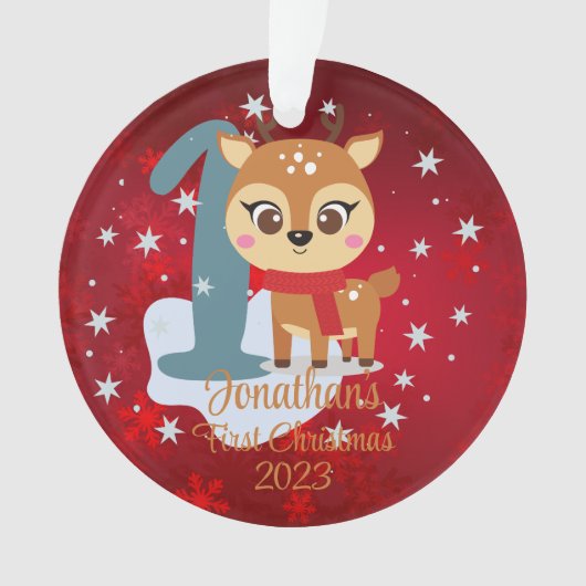 Premier Noël de bébé renne mignon couleur moderne (devant)