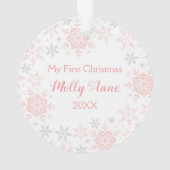 Premier Noël de bébé Rose Flocons d'Argent (dos)