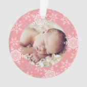 Premier Noël de bébé Rose Flocons d'Argent (devant)