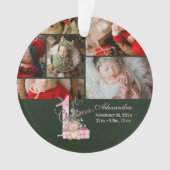 Premier Noël de bébé Rose Vert (devant)