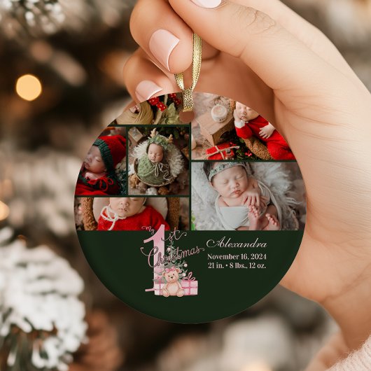 Premier Noël de bébé Rose Vert