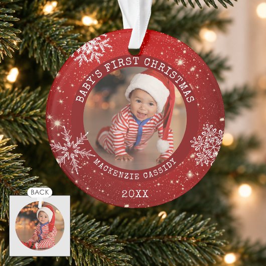 PREMIER NOËL DE BÉBÉ Rouge Flocon de Neige 2 Photo