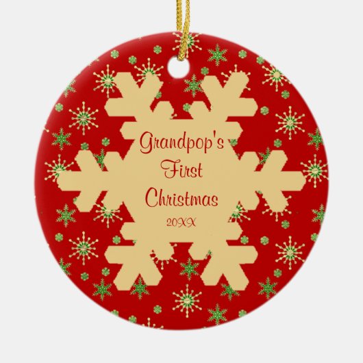 Premier Noël de Grandpop Ornement Flocon de Neige (Devant)