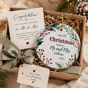 Premier Noël de mariage Ornement Jeune couple mari