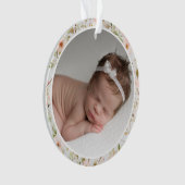 Premier Noël du bébé avec cadre rose floral (devant)