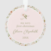 Premier Noël du bébé avec cadre rose floral (dos)