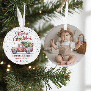 Premier Noël du bébé avec statistiques de naissanc