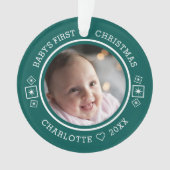 Premier Noël du bébé Moderne 2 Photo Vert (devant)