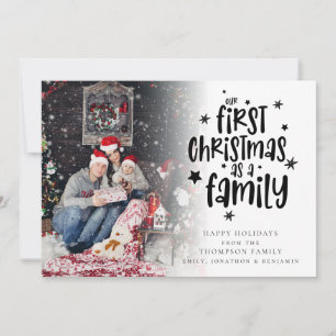 Premier Noël en famille Carte photo personnalisé