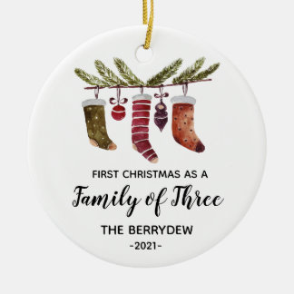 Premier Noël en famille de trois ornements