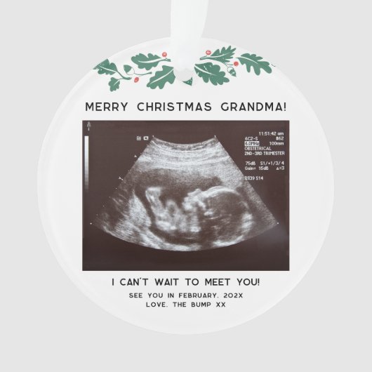 Premier Noël en grand-mère Baby Sonogram Keepsaké (devant)