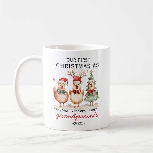 Premier Noël en grand-parents Mug personnalisé (Gauche)