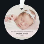 Premier Noël en grands-parents 2 photos<br><div class="desc">Notre ornement acrylique 2 PHOTO est un parfait souvenir pour ne jamais oublier votre premier Noël en tant que grand-père et grand-mère. Choisissez 2 meilleures photos de votre nièce bien-aimée et décorez votre sapin de Noël! ! STRIPE ROSE CLAIR SURPORTÉE</div>