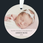 Premier Noël en grands-parents 2 photos<br><div class="desc">Notre ornement acrylique 2 PHOTO est un parfait souvenir pour ne jamais oublier votre premier Noël en tant que grand-père et grand-mère. Choisissez 2 meilleures photos de votre nièce bien-aimée et décorez votre sapin de Noël! ! STRIPE ROSE CLAIR SURPORTÉE</div>