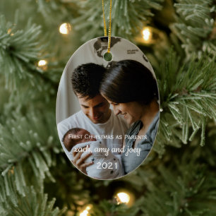 Premier Noël En Parents Photo Ornement En Cérami