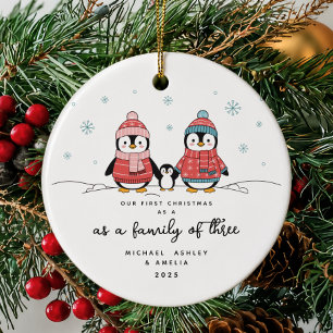 Premier Noël en tant que Famille de Trois Ornement