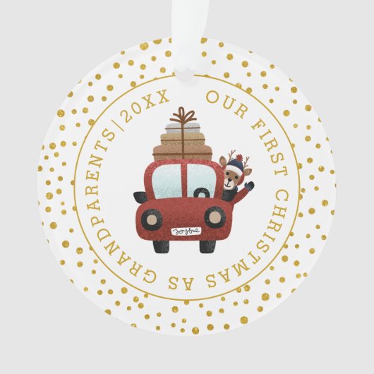 Premier Noël en tant que grand-parents voiture or  (devant)