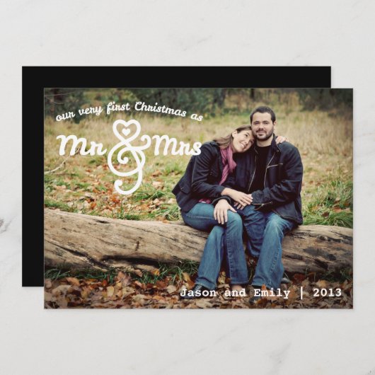 Premier Noël en tant que M. & Mme Carte photo de v (Devant / Derrière)
