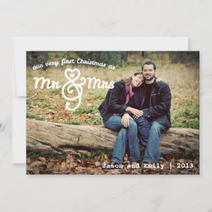 Premier Noël en tant que M. & Mme Carte photo de v