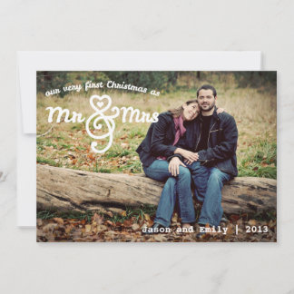 Premier Noël en tant que M. & Mme Carte photo de v